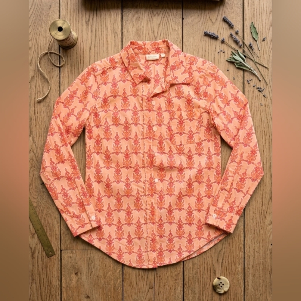 Spartina 449 Women's Peach Red Long Sleeve Button-Up Size XS